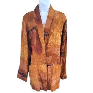 Vintage Kensington Square Copper Blazer with Shawl Collar and Luxurious Sheen